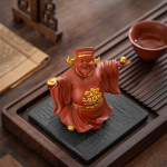 Beeldje van de Chinese god van de rijkdom in paarse klei
