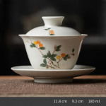 Chinese gaiwan van Dehua-porselein — Kaki
