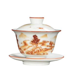 Chinese gaiwan van handbeschilderd Dehua-porselein