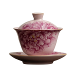 Chinese gaiwan van keramiek met pioenrozen