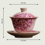 Chinese gaiwan van keramiek met pioenrozen