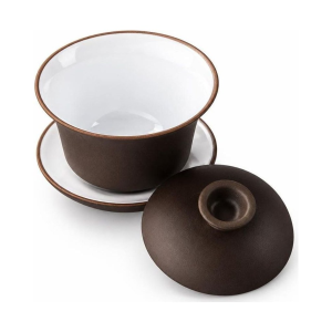 Chinese gaiwan van paarse klei met deksel en schoteltje