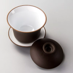 Chinese gaiwan van paarse klei met deksel en schoteltje