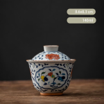 Chinese gaiwan van porselein met bloem of fruitmotief — Bloemgaiwan