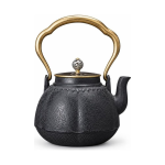 Chinese gietijzeren theepot met messing handvat