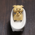 Chinese tea pet met badende dieren van Yixing-klei — Goudgeel dier