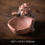 Chinese tea pet van paarse klei — Gebogen over de schaal
