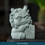 Chinese theefigurine van keramiek met mythische wezens — Gekrulde kop met plaquette