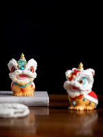 Duo Chinese leeuwenbeeldjes van hars