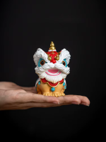 Duo Chinese leeuwenbeeldjes van hars