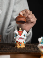 Duo Chinese leeuwenbeeldjes van hars
