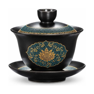 Gaiwan en porselein met gouden decor, 180 ml