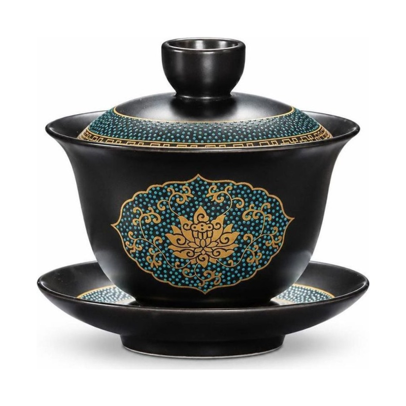 Gaiwan en porselein met gouden decor, 180 ml