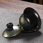 Gaiwan en porselein met gouden decor, 180 ml