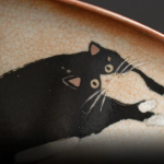 Gaiwan met kat van porselein