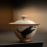 Gaiwan met kat van porselein