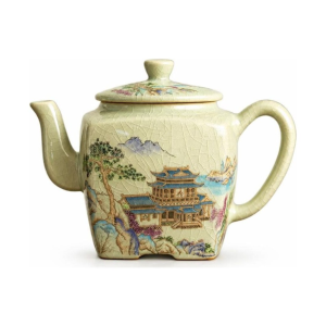 Gaiwan met landschapdecor en keramische theepot
