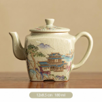 Gaiwan met landschapdecor en keramische theepot