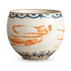 Gaiwan porselein met crème en blauw-gouden decor