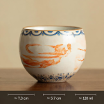 Gaiwan porselein met crème en blauw-gouden decor — Kop 120 ml