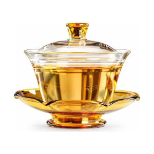 Gaiwan van borosilicaatglas met lotusmotief