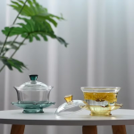 Gaiwan van borosilicaatglas met lotusmotief