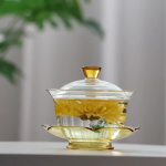 Gaiwan van borosilicaatglas met lotusmotief