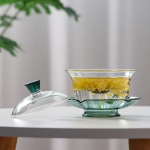 Gaiwan van borosilicaatglas met lotusmotief
