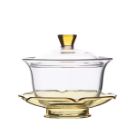 Gaiwan van borosilicaatglas met lotusmotief