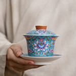 Gaiwan van geglazuurd porselein met deksel