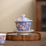 Gaiwan van geglazuurd porselein met deksel