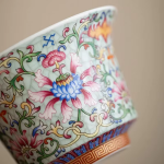 Gaiwan van geglazuurd porselein met deksel