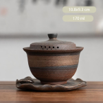 Gaiwan van keramiek met deksel en schotel — Hoog uitlopend