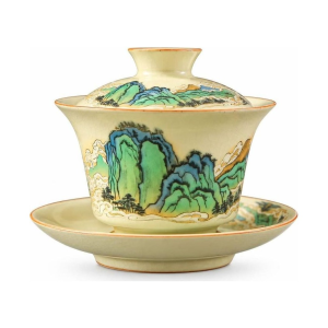 Gaiwan van porselein met berg of bloemmotief