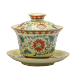 Gaiwan van porselein met berg of bloemmotief