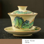 Gaiwan van porselein met berg of bloemmotief — Bergen