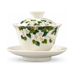 Gaiwan van porselein met bloem en landschapsdecor