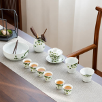 Gaiwan van porselein met bloem en landschapsdecor