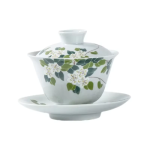 Gaiwan van porselein met bloem en landschapsdecor