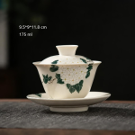 Gaiwan van porselein met bloem en landschapsdecor — Wit boeket