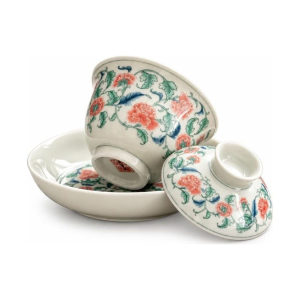 Gaiwan van porselein met bloemendecor