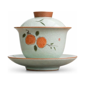 Gaiwan van porselein met craquelépatroon