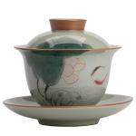 Gaiwan van porselein met craquelépatroon
