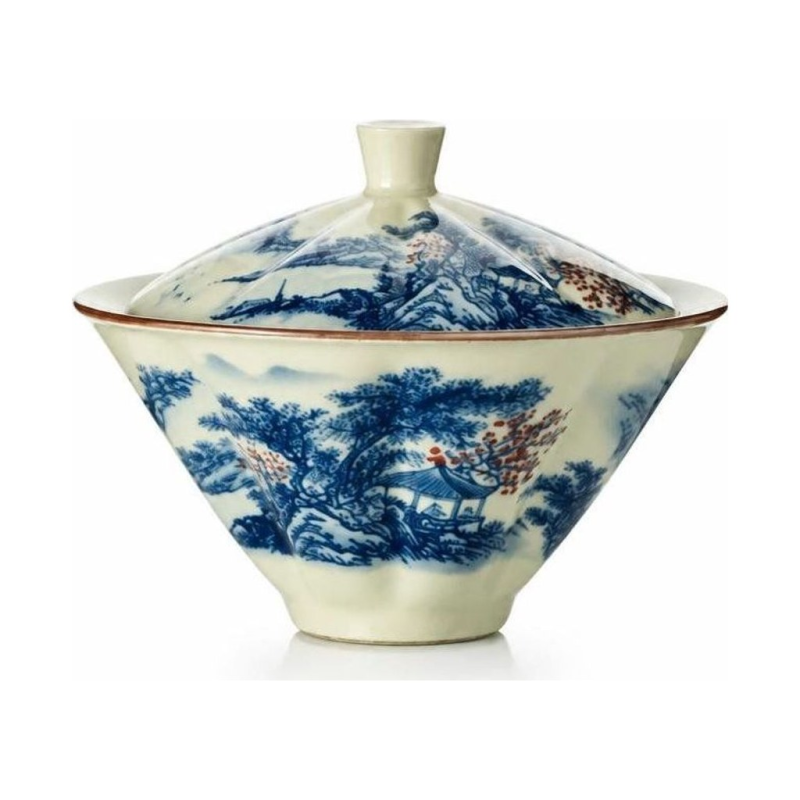 Gaiwan van porselein met landschap