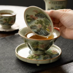 Gaiwan van porselein met landschap