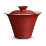 Gaiwan van rood steengoed, handgeschilderd