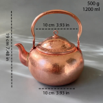 Gehamerde koperen theepot met ingebouwd filter — 19 cm