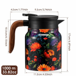 Geïsoleerde theepot met theefilter en RVS binnenkant