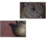 Gietijzeren Tetsubin-theepot met 3 decoraties