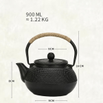 Gietijzeren theepot 900 ml met reliëf — Met kleine motieven